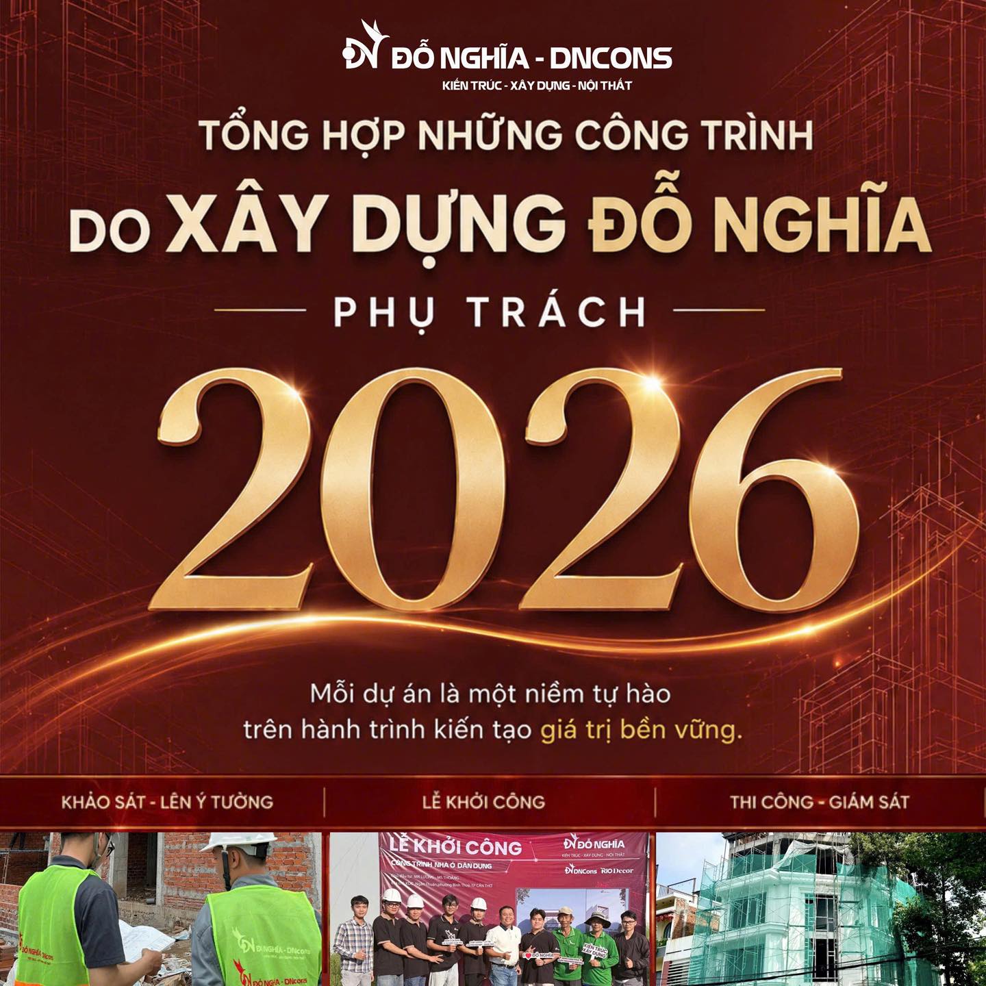 Cập nhật những dự án thiết kế và thi công nổi bật nhất quý 1 năm 2026 từ Xây dựng Đỗ Nghĩa 4 Xây dựng Đỗ Nghĩa