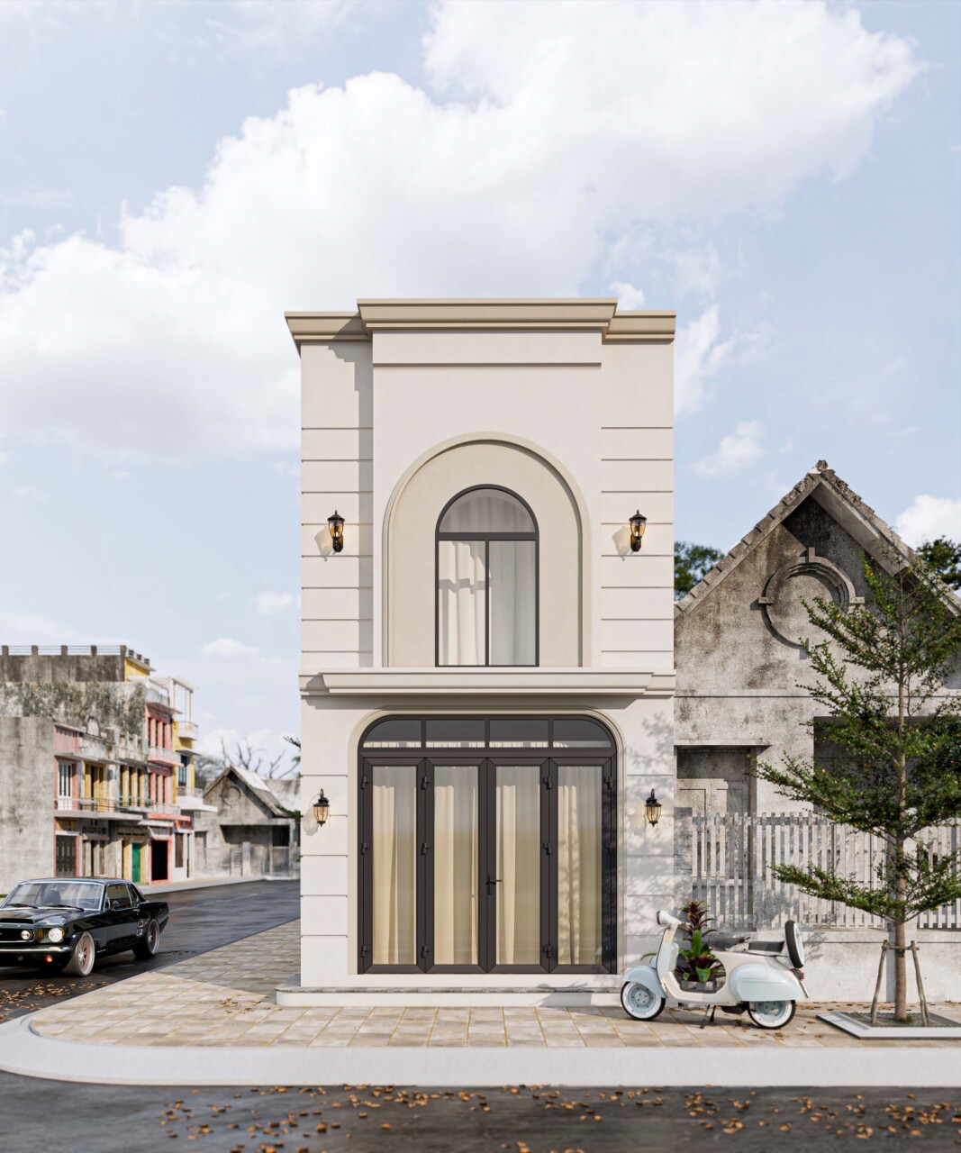 NHÀ PHỐ 2 TẦNG PHONG CÁCH TÂN CỔ ĐIỂN
