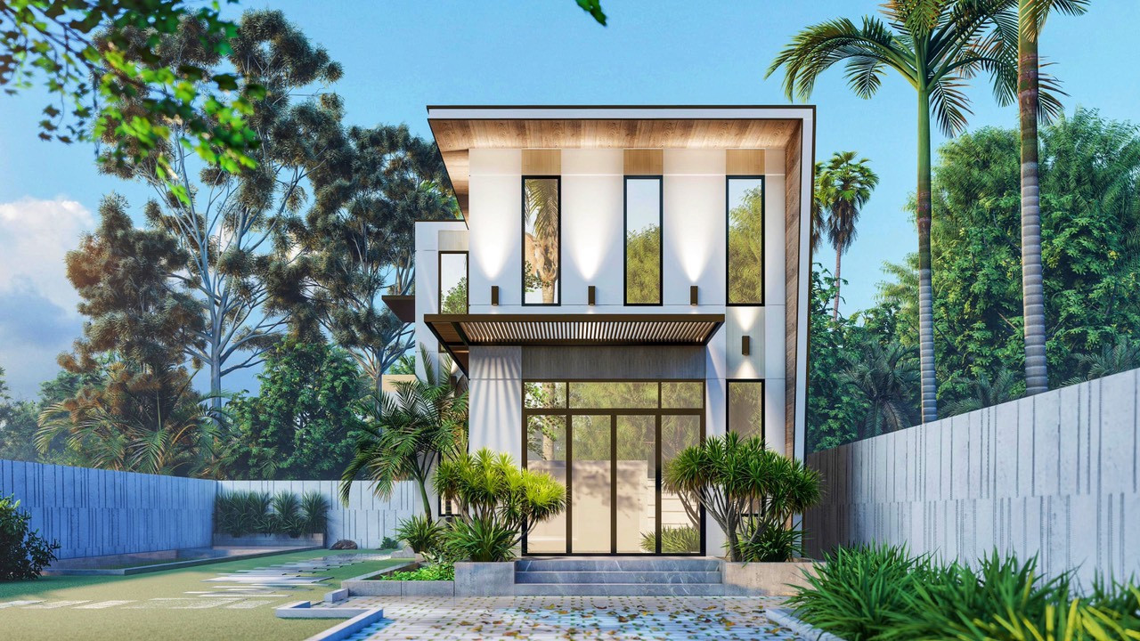 Thiết kế nhà phố hiện đại, ban công xanh, biophilic design, thiết kế nhà năm 2026